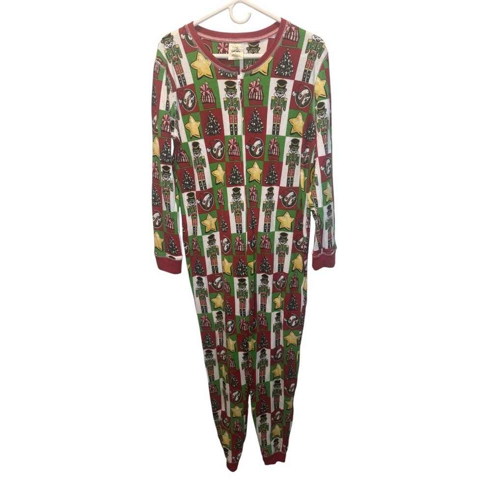 Buc-ees Christmas Nutcracker Beaver Thermal Union Suit Pajamas Large NEW